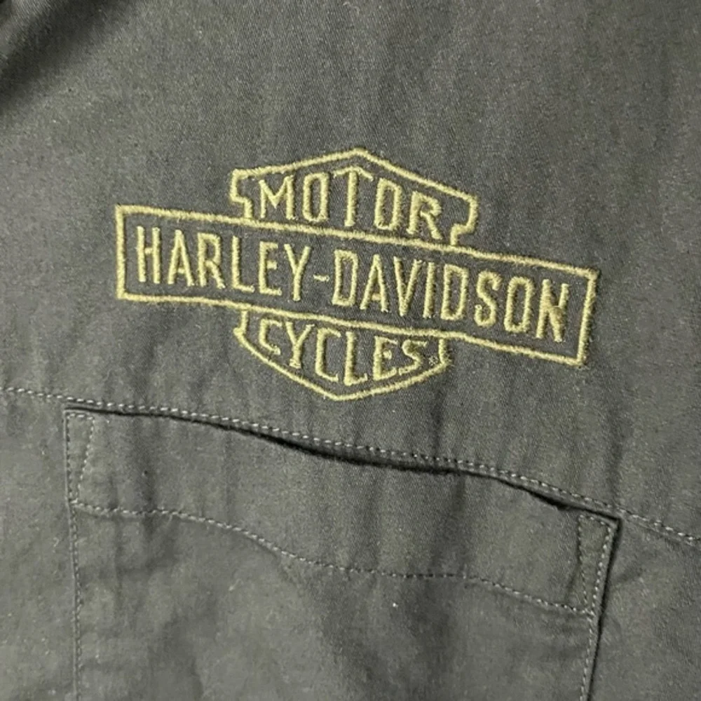 Harley‎ Davidson Motorcycle Black Short Sleeve Button Up Size XL - Picture 3 of 9